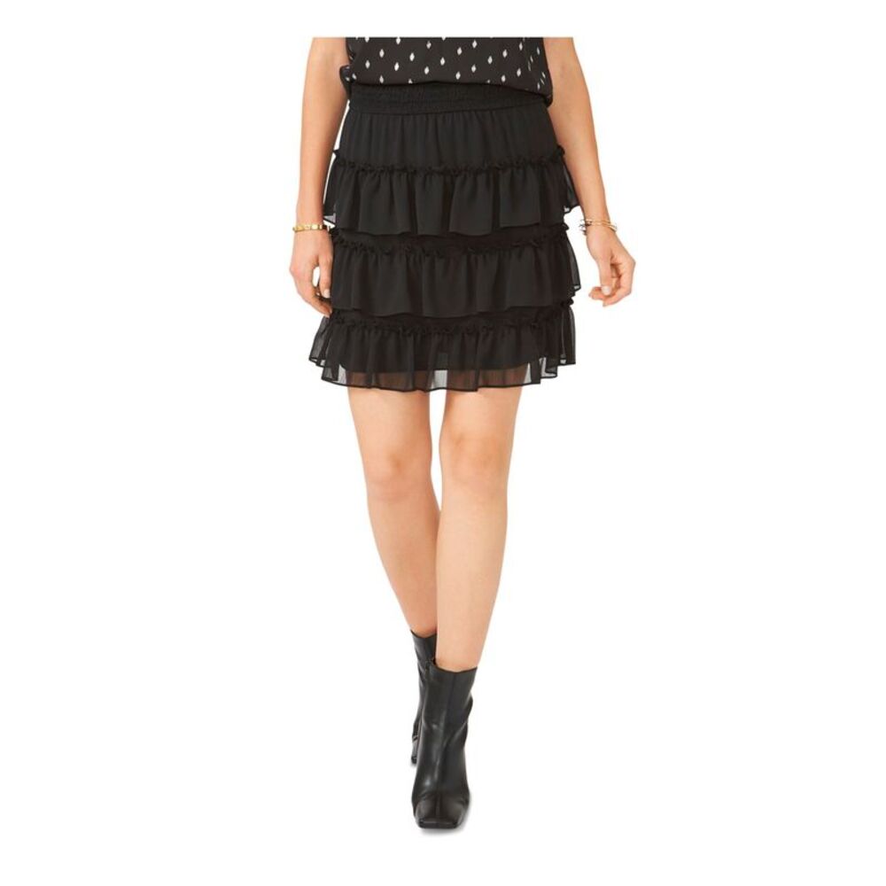 28TH & PARK Womens Stretch Smocked Tiered Pull-on Short Party Ruffled Skirt